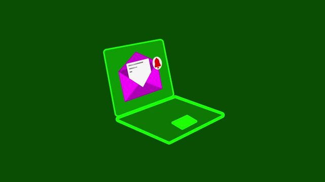 Animated Laptop with Incoming Message Notification Icon &ndash; Dynamic Motion Graphic for Digital Alerts.