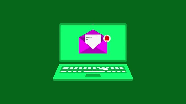 Animated Laptop with Incoming Message Notification Icon &ndash; Dynamic Motion Graphic for Digital Alerts.