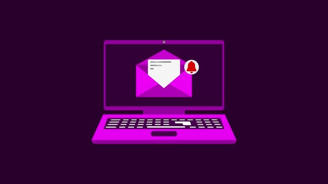 Animated Laptop with Incoming Message Notification Icon &ndash; Dynamic Motion Graphic for Digital Alerts.