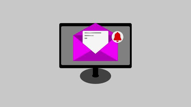 Animated Laptop with Incoming Message Notification Icon &ndash; Dynamic Motion Graphic for Digital Alerts.