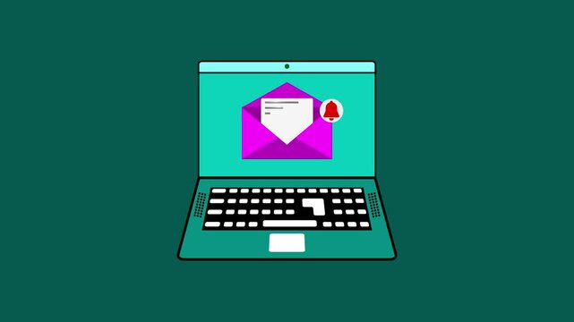 Animated Laptop with Incoming Message Notification Icon &ndash; Dynamic Motion Graphic for Digital Alerts.