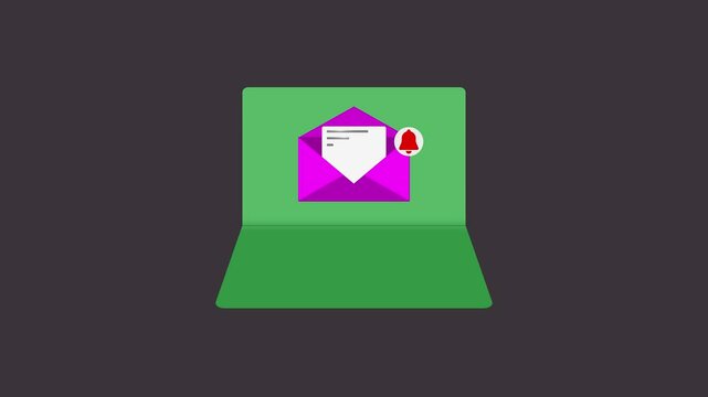 Animated Laptop with Incoming Message Notification Icon &ndash; Dynamic Motion Graphic for Digital Alerts.