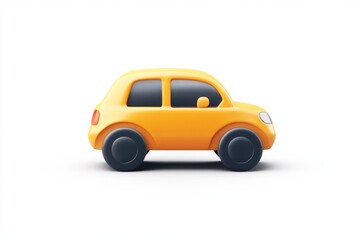 Obraz premium 3D Cartoon Yellow Car Isolated on White Background
