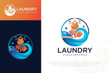 clean laundry logo design . logos for laundry service . Vector illustration