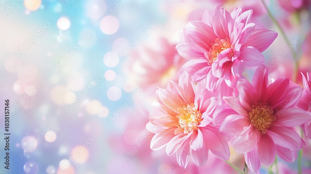 Fototapete flowers-leaves-digital design with colorful objects border patterns, motifs, graphics. blurred light