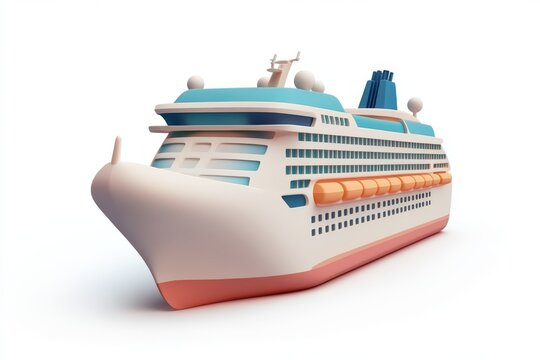 recommend clip art: 3D Cartoon Cruise Ship Isolated on White Background