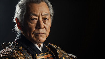 Fototapeta premium 歴史あるサムライ姿の日本人男性