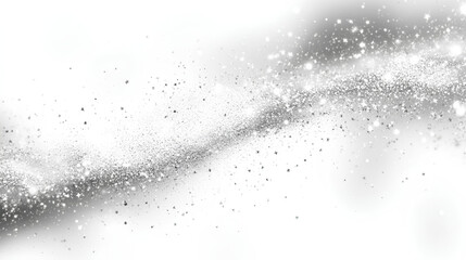 A close-up image of silver glitter and sparkle against a white background.