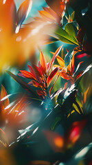 dreamy tropical leaves in the forest