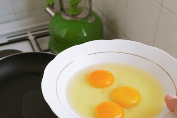 People Holding a Plate of Fresh Raw Eggs Ready to Cook
