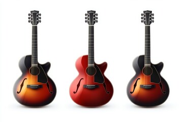 Naklejka premium Acoustic Guitar Set Musical Instrument Wood String Instrument Music Concert Band Mu