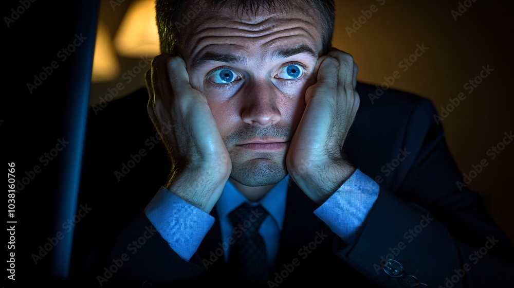 Poster office worker discovering that sensitive company data has been stolen by an internal employee stock 
