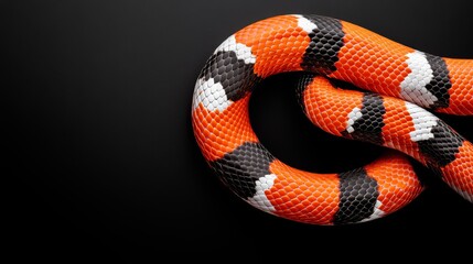 Naklejka premium Colorful snake on a dark background, showcasing its vibrant scales and intricate pattern