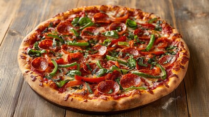 Freshly Baked Pepperoni Pizza from Above