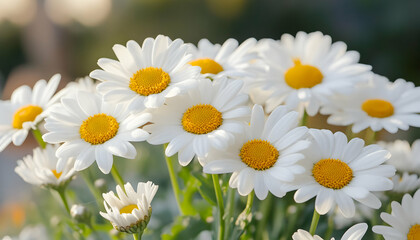 Fototapeta premium Close-up of White Daisies in Bloom.