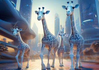 famiglia di giraffe