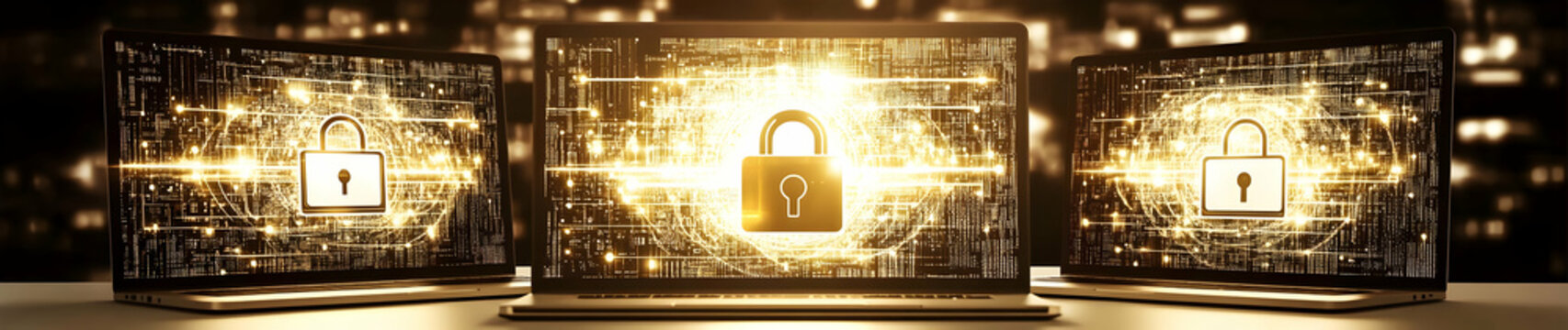 Secure Network with Lock Icon on Laptop Screen.