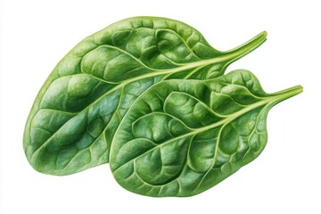 Obraz premium Fresh Green Spinach Leaves Isolated on White Background