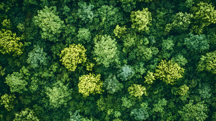 Aerial View of Lush Green Forest Canopy.