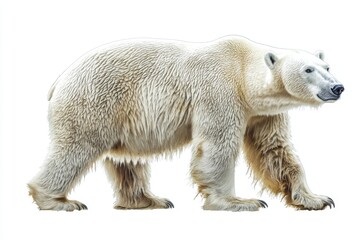 Fototapeta premium Polar Bear Walking Isolated on White Background