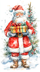Fototapeta premium santa claus with christmas tree
