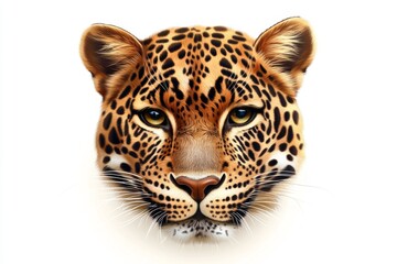 Obraz premium Close Up Leopard Portrait with White Background