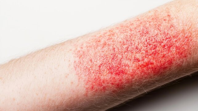 Close-Up of Skin Condition with Red Rash on Arm - Dermatology, Allergies, and Skin Health