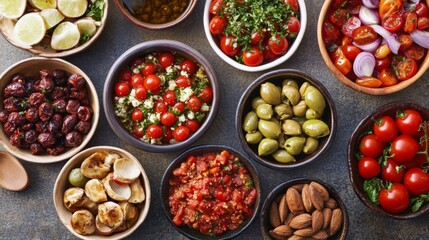 Obraz premium Colorful Eastern Ingredients on Neutral Background