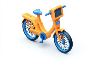 Obraz premium 3D Rendered Orange and Blue Kids Bike with Screen