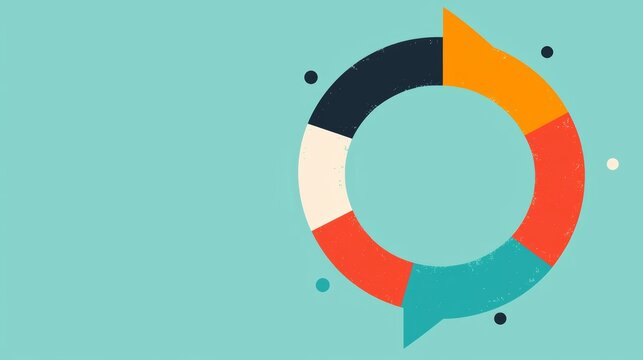 Colorful Circular Infographic Representing Customer Journey Concept with Arrows and Segments on Teal Background