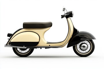 Vintage Cream and Black Scooter Isolated on White Background