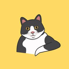 Staring Cat Meme Sticker Vector Cute Illustration