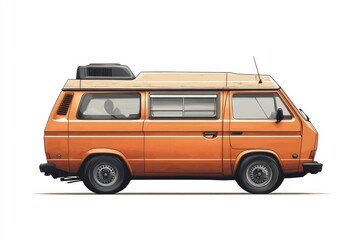 Orange Camper Van Illustration  Retro Vintage Vehicle  Road Trip  Travel  Adventure   Tran