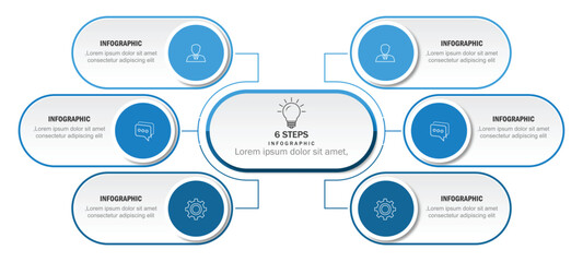 illustration vector infographic circle with 6 steps, design infographic template. Can be used for process diagram, presentation, workflow.	