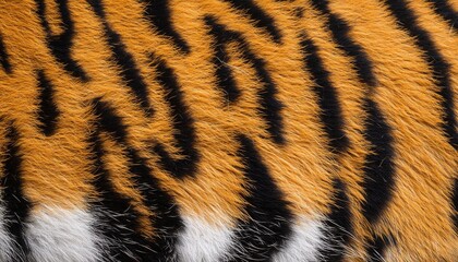 Fototapeta premium A close-up view of a tiger's fur, showcasing its striking orange and black stripes.