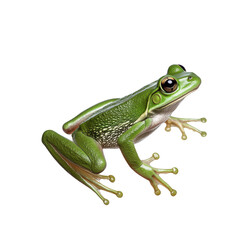 Green frog on white isolate background