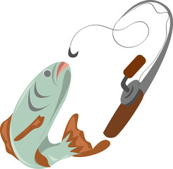 Fishing Rod and Fish Illustration for Anglers