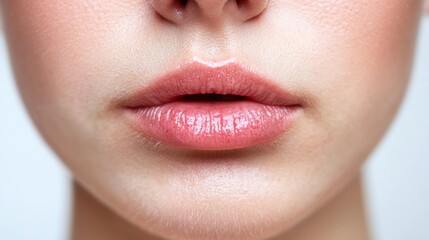 Naklejka premium Close-Up of Lips with Visible Skin Texture Highlighting Natural Skin Conditions and Imperfections