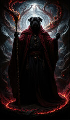 Naklejka premium The Red Wizard Pug