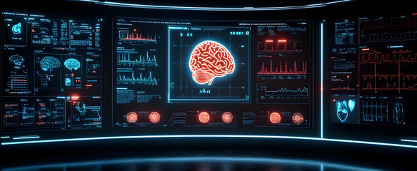 Obraz premium Futuristic Brain Scan Interface.