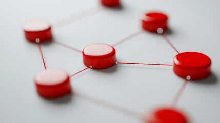 Customer Journey Concept with Red Nodes and Connections Representing Network and Pathways in Business Strategy