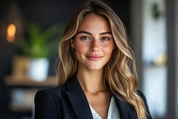 Fototapeta premium Beautiful Woman with Freckles and Wavy Hair, Natural Makeup