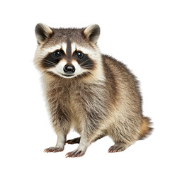Obraz premium Raccoon with cute expression, white isolate background