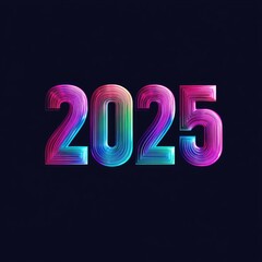 The image showcases the year 2025 in neon like digits,