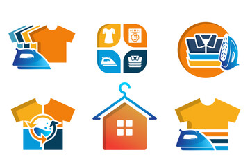 Laundry icon set logo design . household wash templates and badges. vector illustration