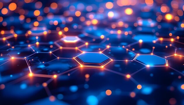 Abstract technology or medical background with hexagons shape pattern. healthcare technology, innovation medicine, health, science background.