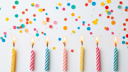 Obraz premium Colorful Birthday Party Candles with Confetti Background Celebrating Special Occasions and Festive Moments