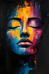 Abstract Colorful Female Portrait.