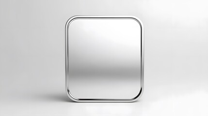 Blank Mobile application icon, button - Silver square with round corners. 3d rendering, white background