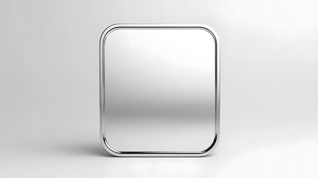 Blank Mobile application icon, button - Silver square with round corners. 3d rendering, white background